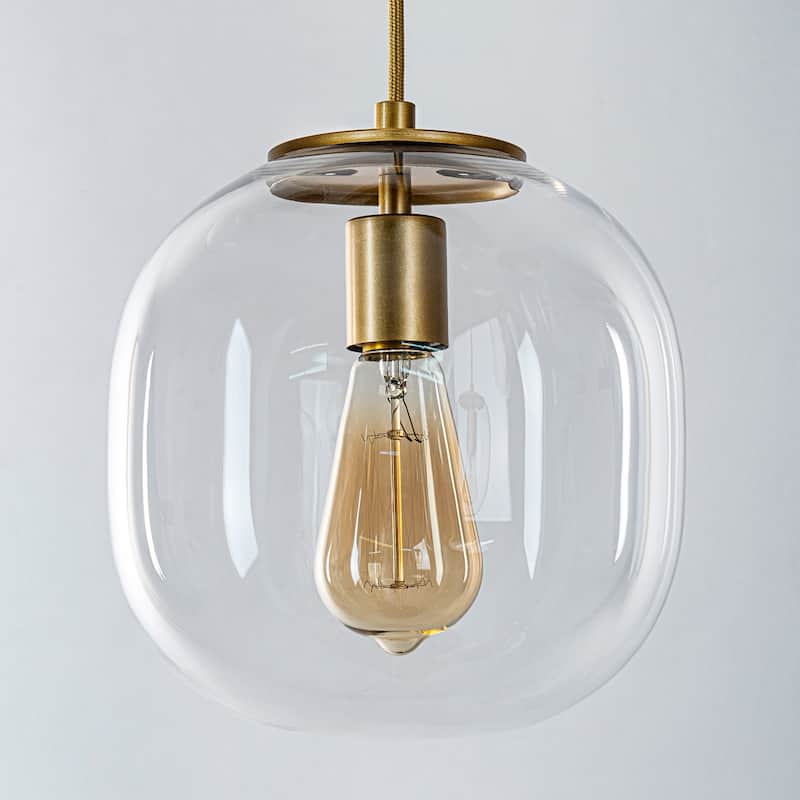 7-Light Glass Globe Chandelier - W35.43" - Gold
