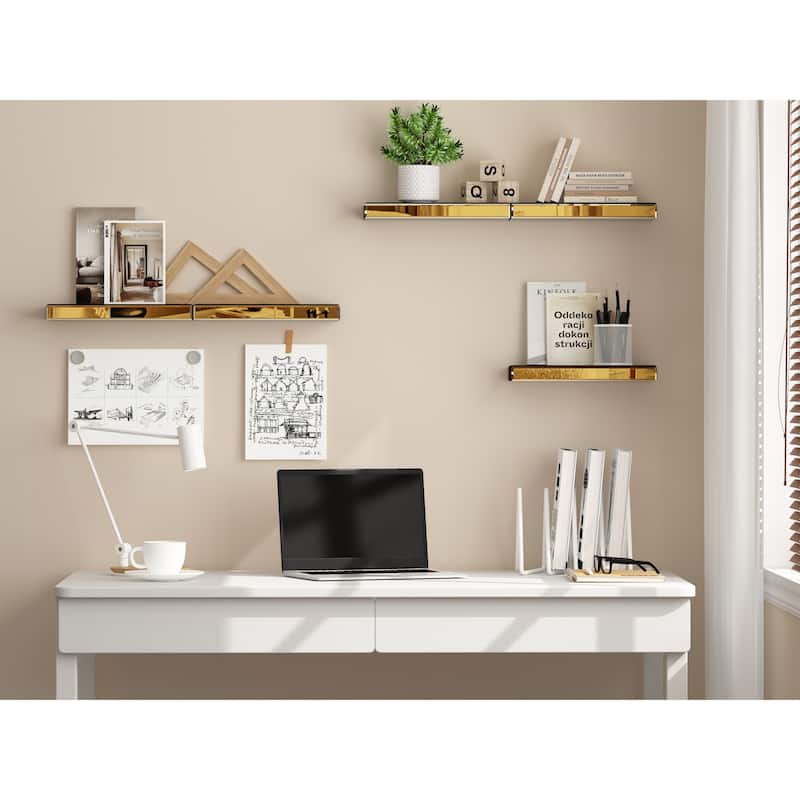 Set of 3 Mirrored Glass Floating Shelves