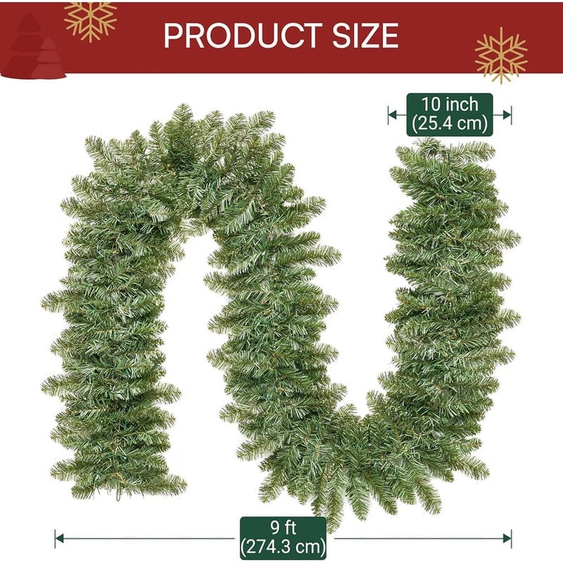 Joyfy 9ft Christmas Garland Prelit with 50 Count Light, Plug in Lighted