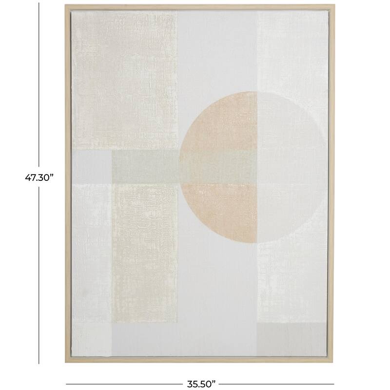 Canvas Geometric Mid Century Modern Shape Framed Wall Art with Pink and Sage Accents - Cream - Roche River Decor