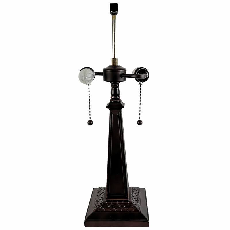 HomeRoots 23" Stained Glass Pyramid Style Two Light Mission Style Table Lamp - 21 x 22 x 11