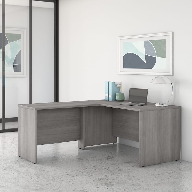 Studio C 60W L Shaped Desk with 42W Return by Bush Business Furniture - Platinum Gray