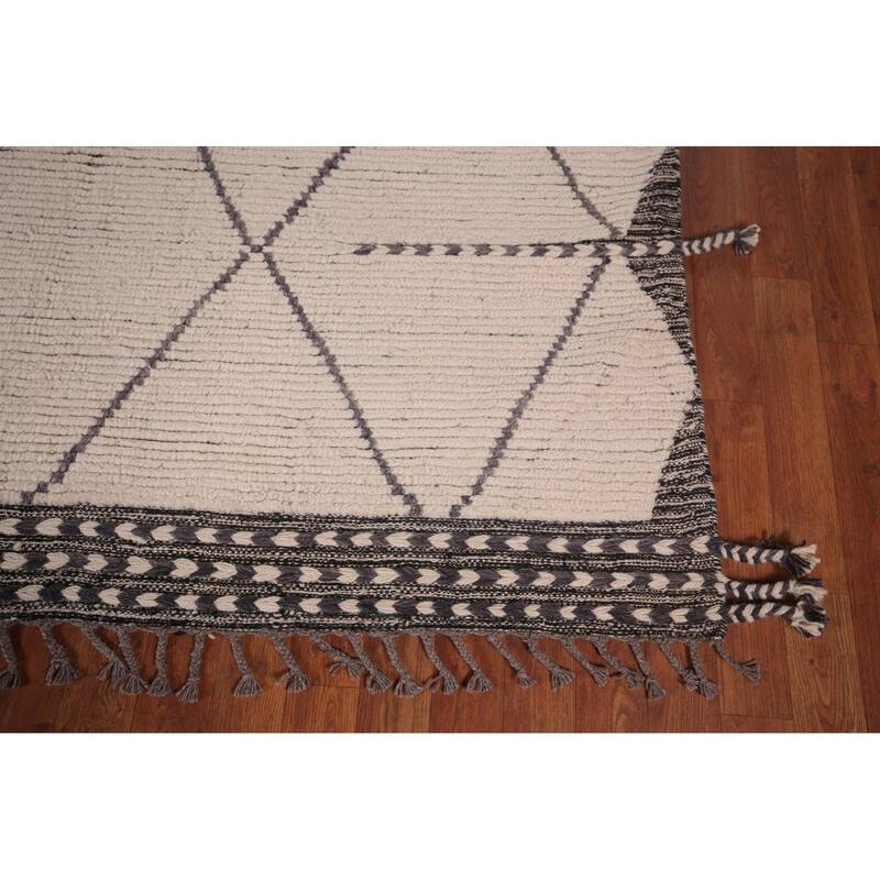 Trellis Moroccan Large Area Rug Hand-Knotted Wool Carpet - 11'4"x 15'6"