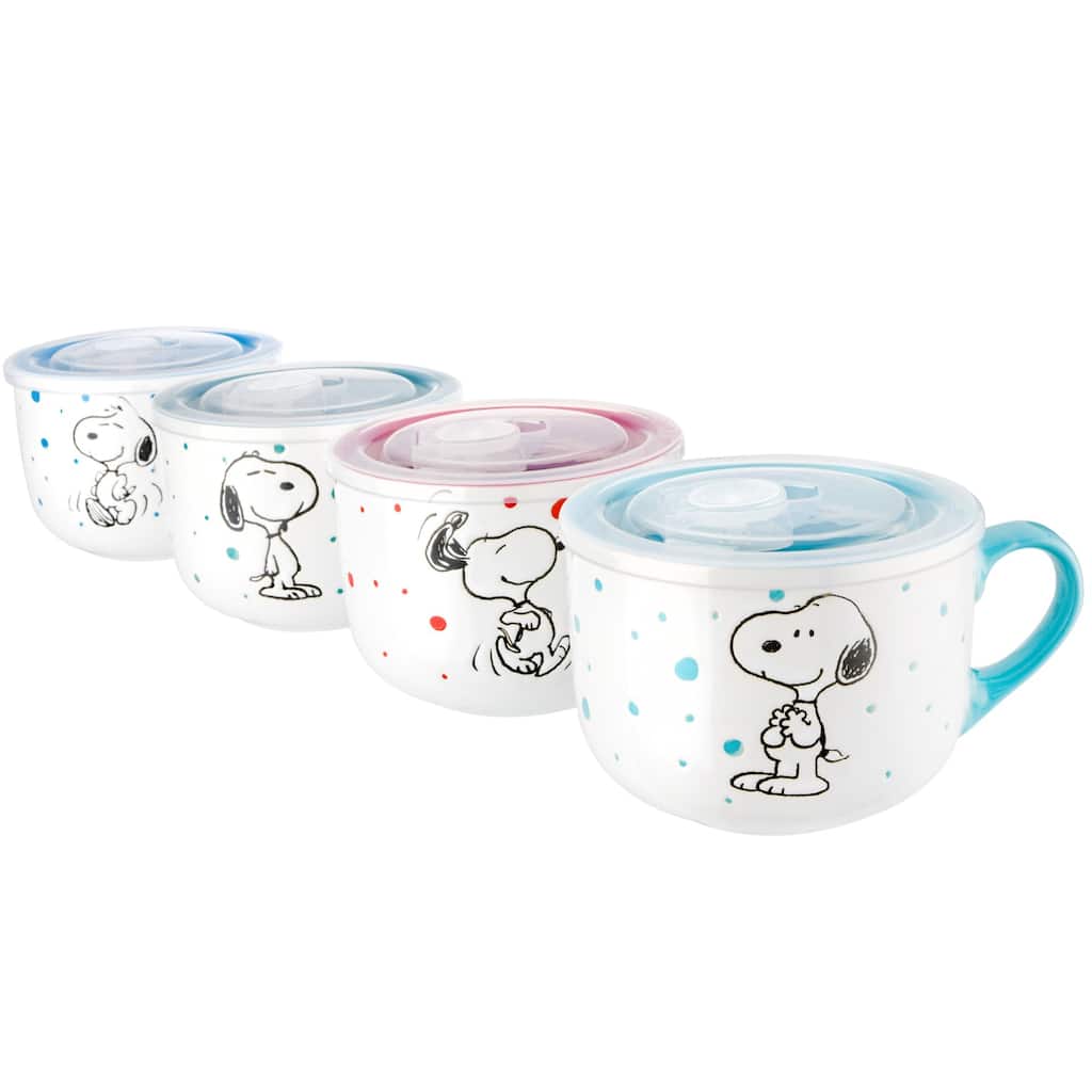 Peanuts 4 Pack 25OZ Soup Bowls w/ Lids