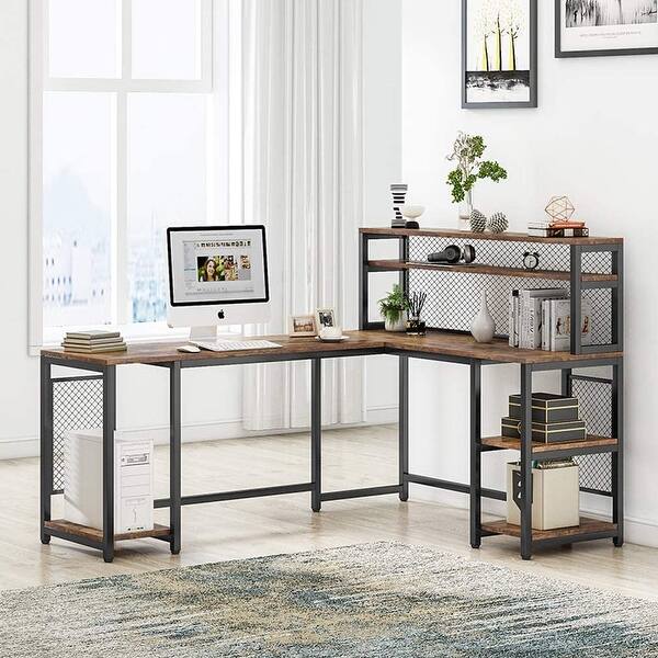 slide 1 of 24, 67" Large Computer Desk with Hutch