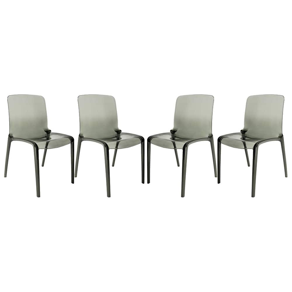 Murray Series Modern Stackable Acrylic Dining Chair with Transparent Design Accent Side Chair for Home & Kitchen (Set of 4)