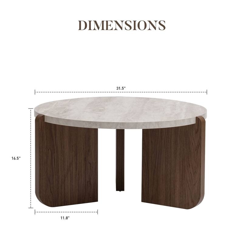 SUNBURY Modern Coffee Table with Walnut Wood Legs