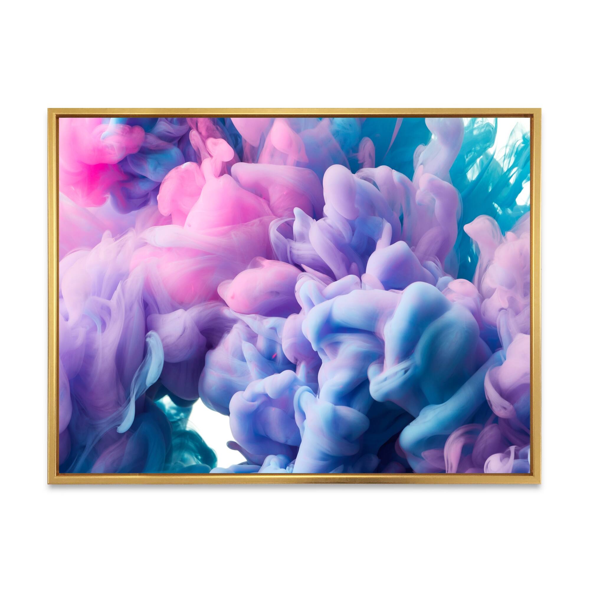 Designart "Pink And Blue Liquid Ink Art III" Modern Framed Canvas Wall