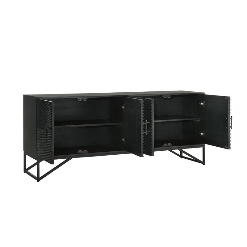 Accent Cabinet with Metal Frame in Black