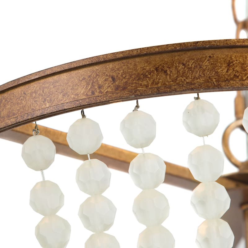 Mid-century Modern Brass Beaded Chandelier Distressed 3-light Foyer Pendant lights