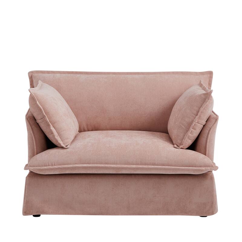 Roomfitters 47.2" Oversized Accent Chair, Chenille Armchair with Deep Wide Seat, Throw Pillows, Modern Lounge Sofa