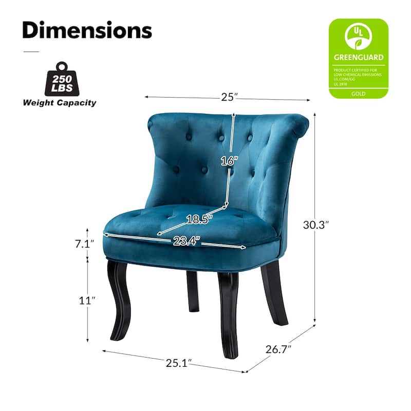 Paolino 25.1" Wide Traditional Velvet Button-tufted Back Stools with Wood Legs by HULALA HOME