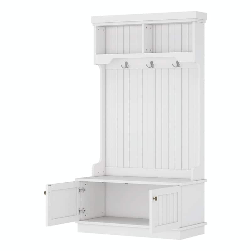Hall Tree with Storage Shoe Bench for Entryway - 4-in-1 Coat Rack Design with Hooks
