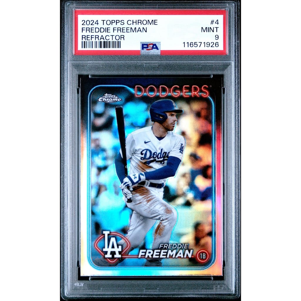 Freddie Freeman 2024 Topps Chrome Refractor Baseball Card #4 Graded PSA 9 - 8' x 11'