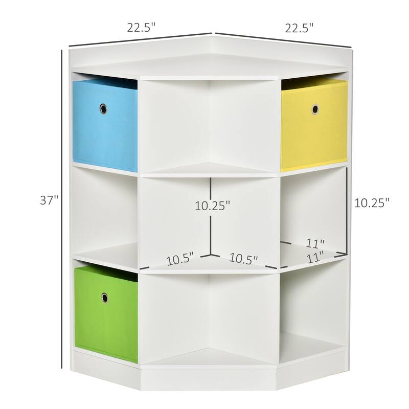 Kids Corner Cabinet, Cubby Toy Storage Organizer, Bookshelf Unit