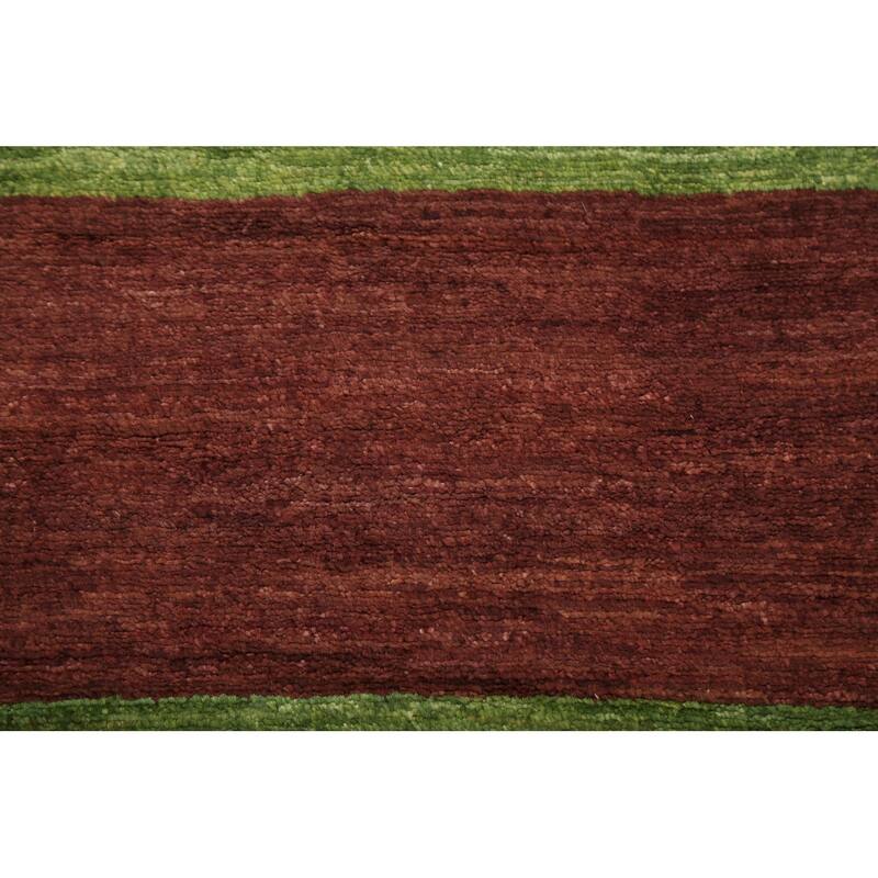 Hand Knotted Oriental 100% Wool Carpet Tribal Contemporary Green Gabbeh (kashkoli) Area Rug - 5' 1'' X 3' 5''