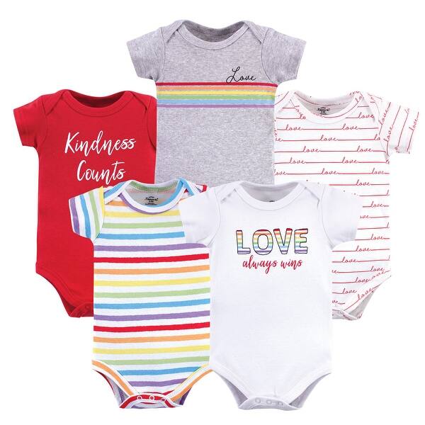 slide 1 of 1, Little Treasure Cotton Bodysuits 5pk, Love Always Wins 0-3 Months - Love Always Wins