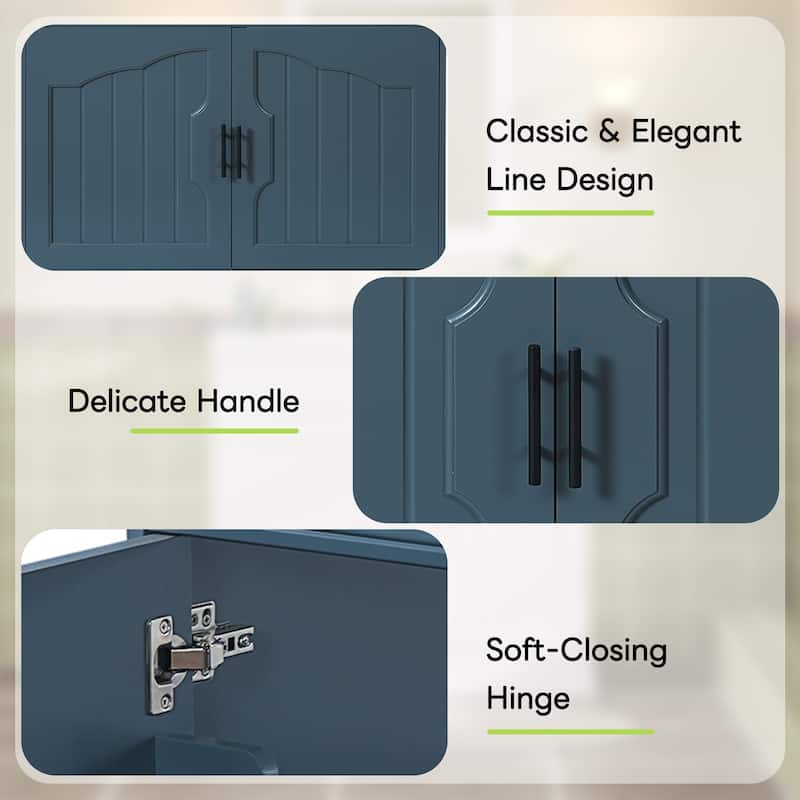 36" Luxurious Bathroom Vanity with Ceramic Sink, Bathroom Vanities Cabinet with 2 large Soft Closing Doors