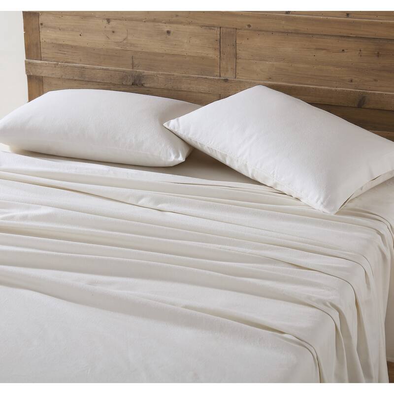 Eddie Bauer Cotton Flannel-Solids-Deep Pocket- Sheet & Pillowcase Set