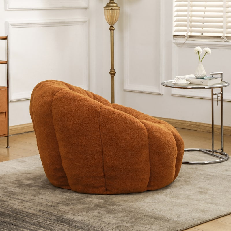 Comfortable Bean Bag Chair Orange Sofa Chair with Armrests, Leisure Chair Lounge Chair Upholstered Chair