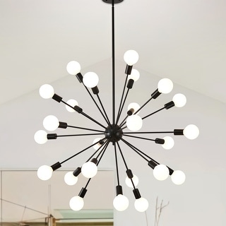 Sputnik Chandelier Mid Century Modern Brushed Nickel Chandeliers Industrial 24-Light Starburst Pendant Light