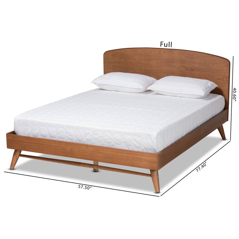 Keagan Mid-Century Modern Transitional Walnut Finished Platform Bed