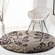 preview thumbnail 7 of 41, SAFAVIEH Florida Shag Seeta Floral Area 1.2-inch Thick Rug 6'7" Round - Smoke/Dark Brown - Round