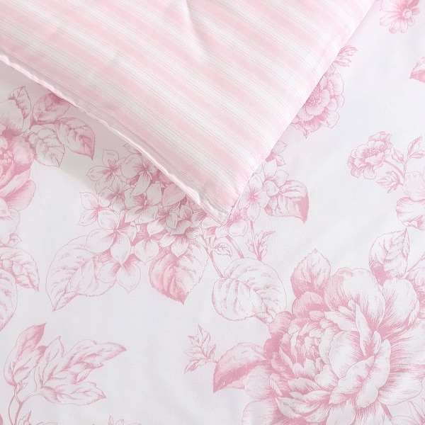 Laura Ashley Delphine Pink Cotton Comforter Reversible Set