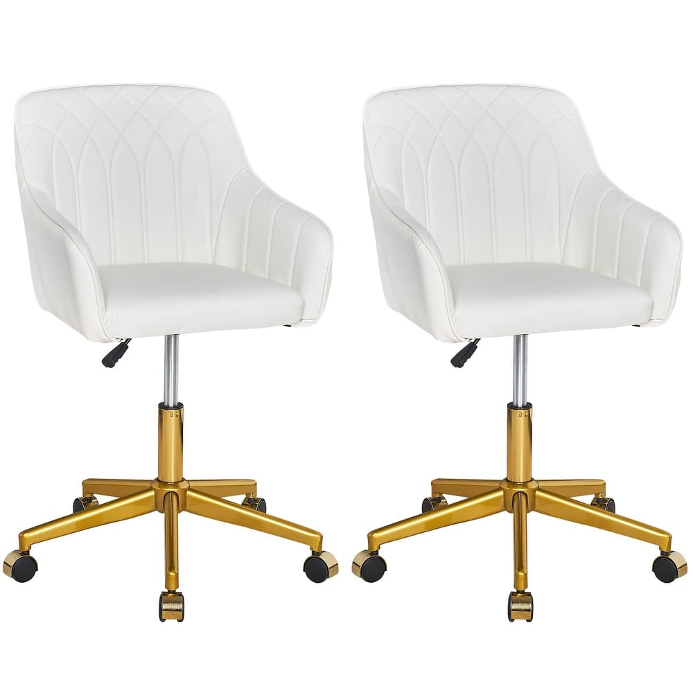 VECELO Modern Home Office Chairs Height Adjustable 360 Swivel Task Chair with Metal Base Silent Wheels