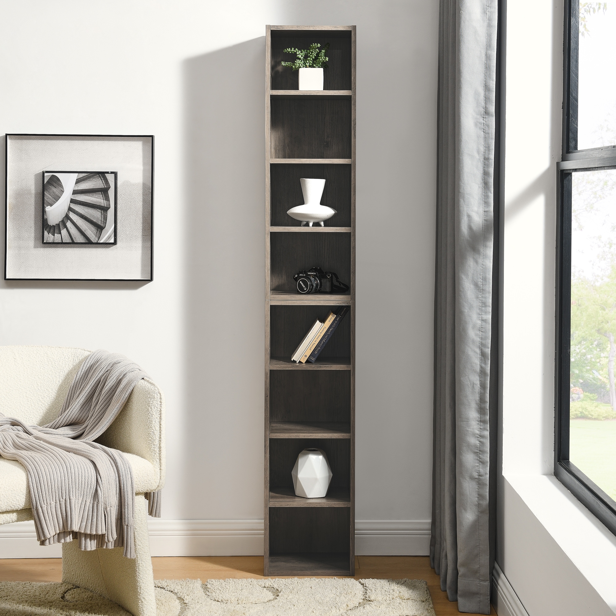 8-Tier Media Tower Rack with Adjustable Shelves for Home Office