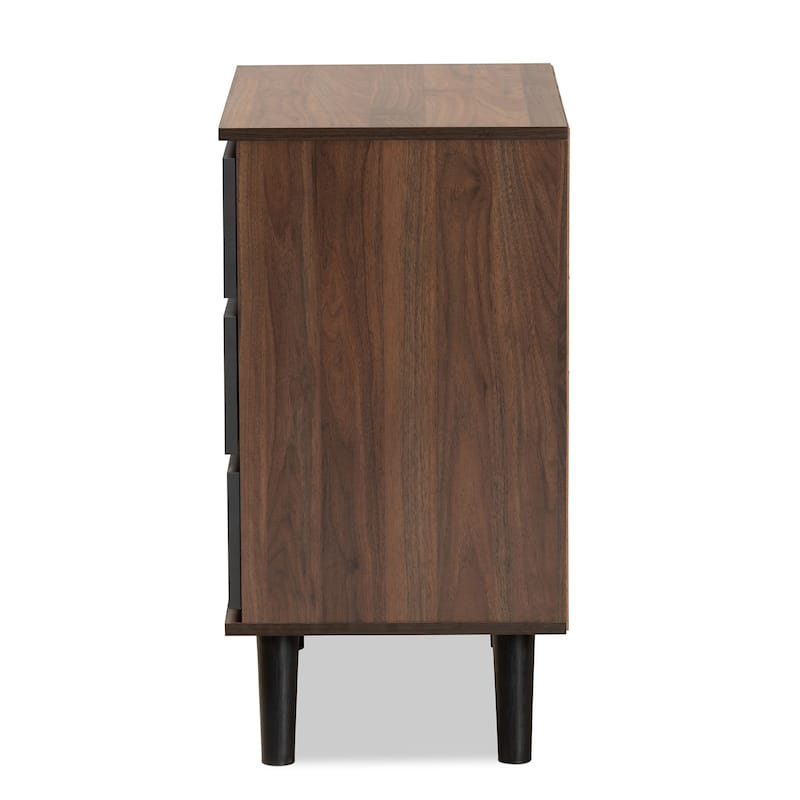 Roldan Two-Tone Walnut and Grey Finished Wood 3-Drawer Bedroom Chest