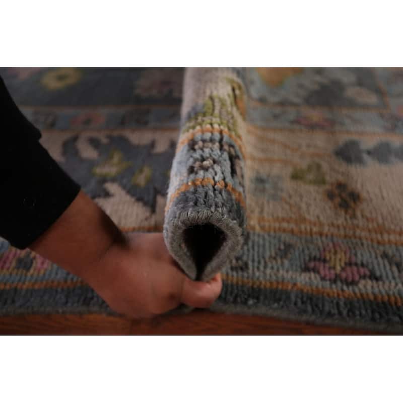 All-Over Floral Oushak Indian Area Rug Handmade Wool Carpet - 8'0"x 9'10"