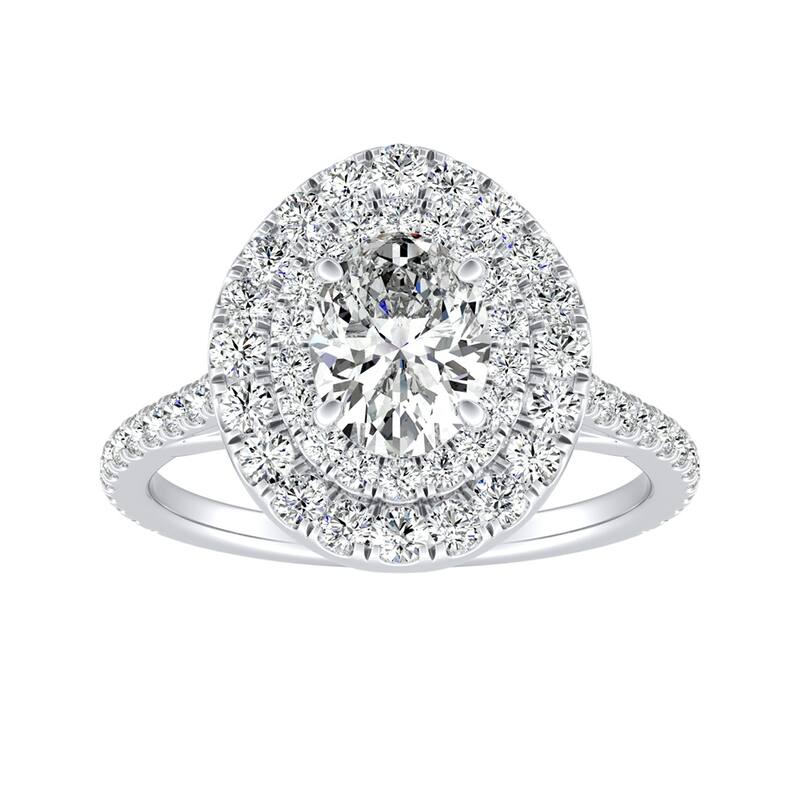 Auriya Platinum 1 1/4ctw Oval-cut Halo Diamond Engagement Ring (I-J, I1-I2)