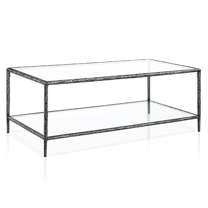247 Shop At Home Lalia Modern Hammered Metal 1-Shelf Coffee Table