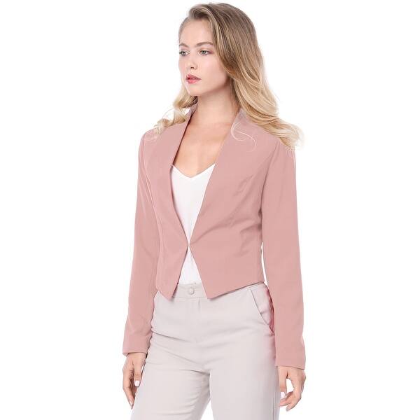Shop Unique Bargains Women Collarless Work Office Business Casual Cropped Blazer Overstock 23578923