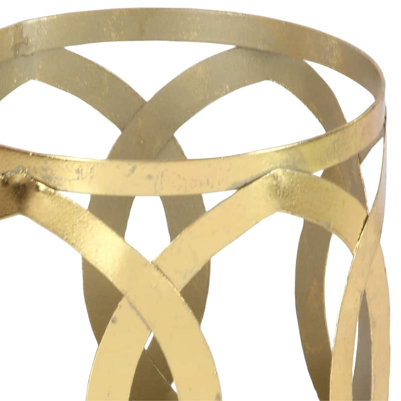 Metal Pillar Hurricane Lamp - Gold - Roche River Decor - 6"W x 6"L x 8"H