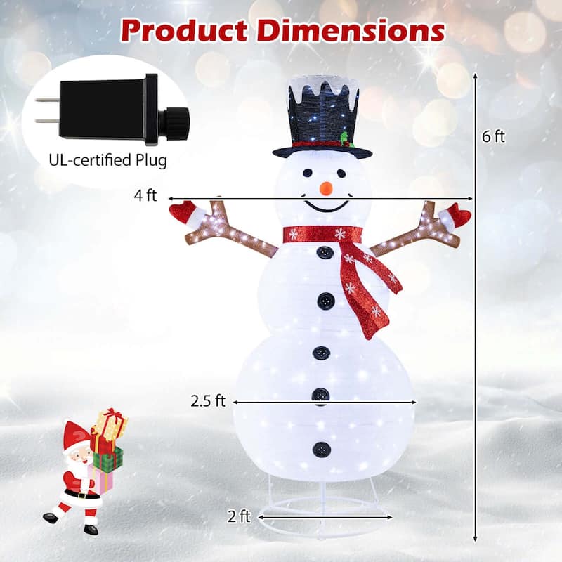 Costway 6ft Lighted Pop-Up Christmas Snowman with Hat and Scarf 180 - as pic shows - See Details