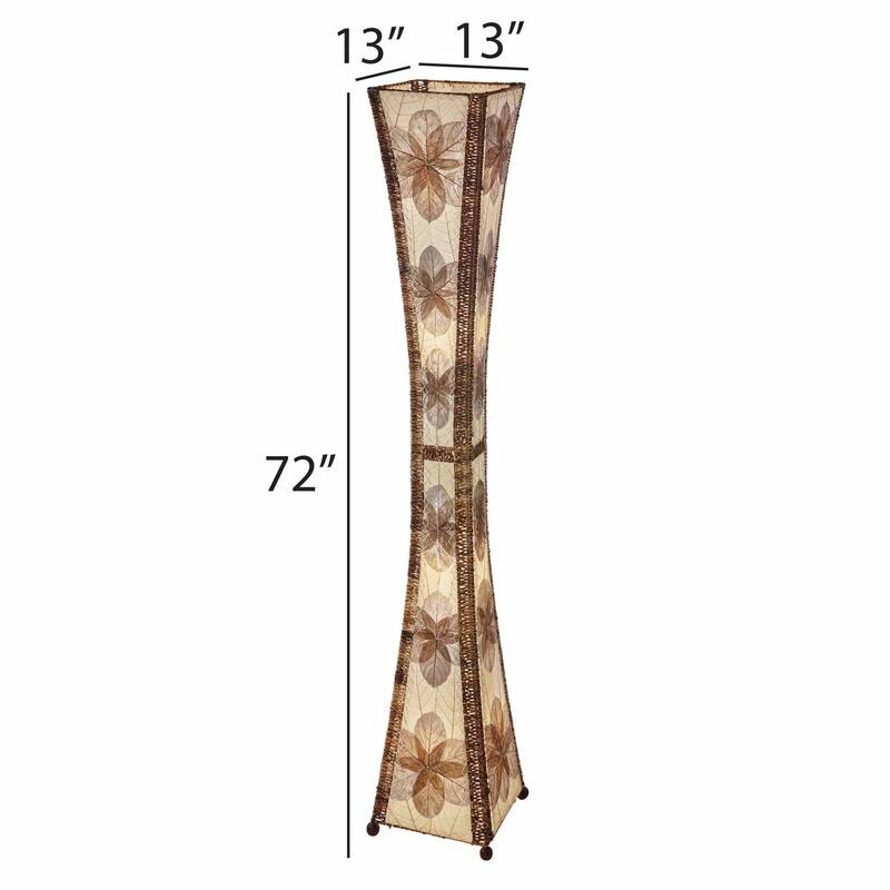 Eangee Handmade Hourglass Giant Floor Lamp, Jackfruit Leaves Shade, 13 x 13 x 72 in.