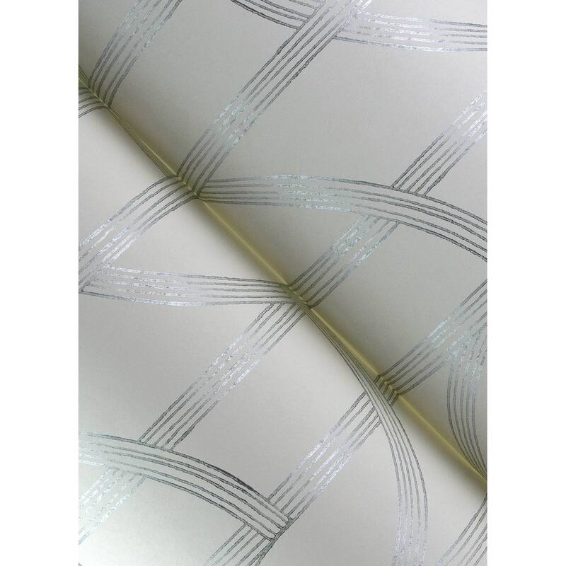 A-Street Prints Salvo Silver Curved Contours Wallpaper