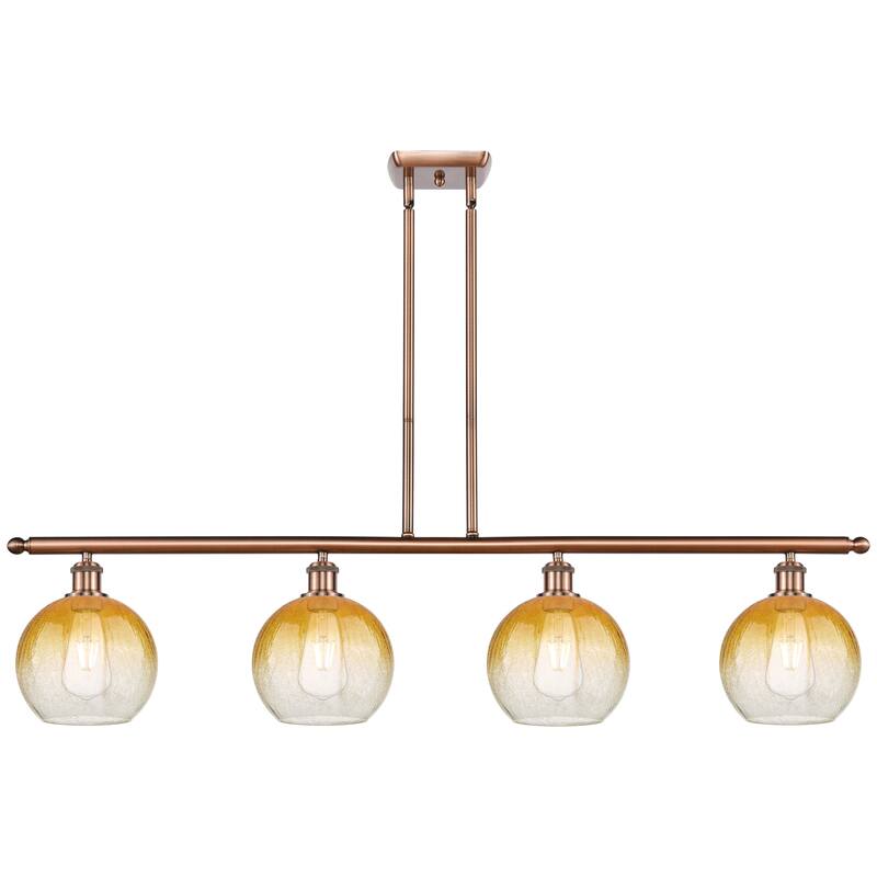 Innovations Lighting Endless Possibilities Ballston - Brookhaven Globe - 4 Light 48" Stem Hung Island Light - Antique Copper/Amber