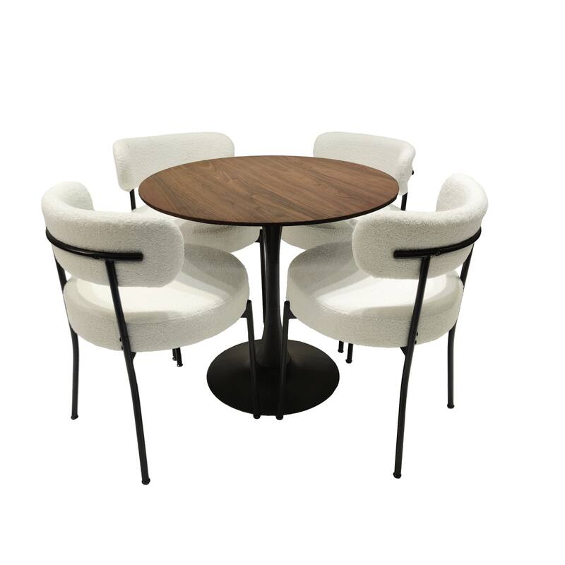 Mid-Century Modern Dining Chairs set, Curved Backrest