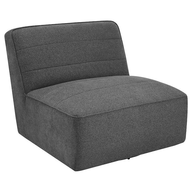 Cobie Upholstered Tufted Armless Swivel Chair - Dark Charcoal