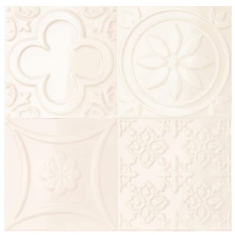 The Tile Life Coat of Arms 5.9x5.9 Hueso Glossy Textured Ceramic Wall Tile