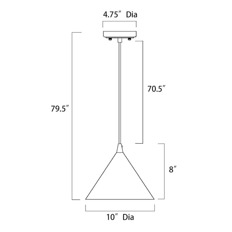 1-Light Matte Black and Brushed Nickel 10 in. Mini Pendant Light with Cone Metal Shade