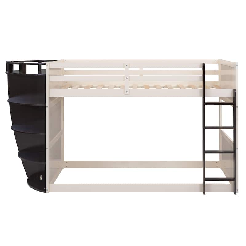 BoatShaped Theme Bunk Bed Creativity Kids Bed, Twin/Twin, Espresso