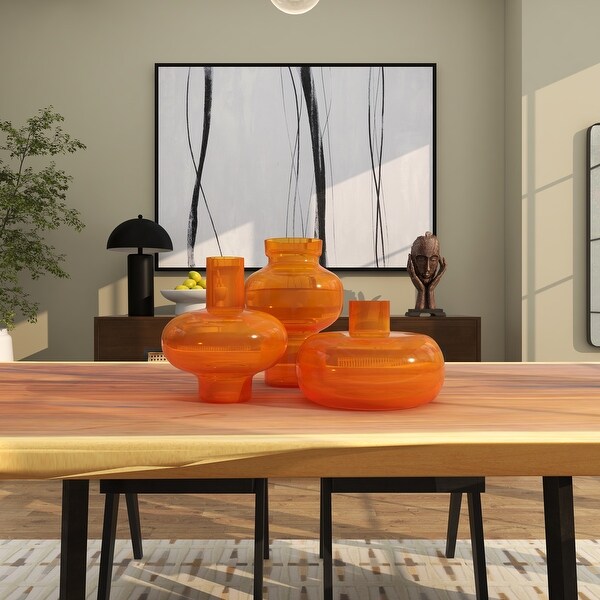 Glass Round Decorative Vase with Varying Shapes and Sizes - Set of