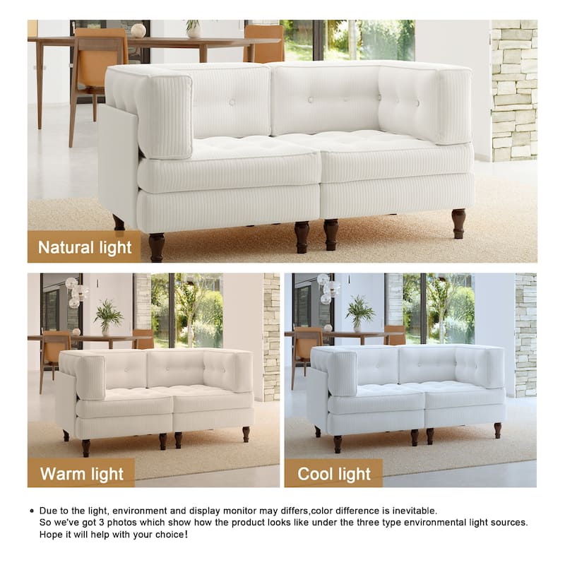 Oversized Sofa Corduroy Tufted Modular Sectional Set