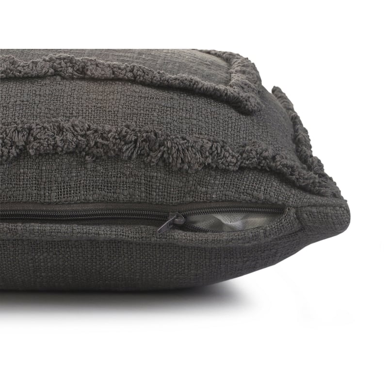 HomeRoots 20" X 20" Dark Gray 100% Cotton Geometric Zippered Pillow