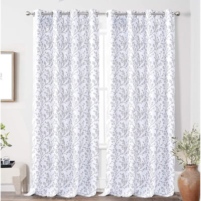 DriftAway Sarah Floral Tree Branch Pattern Blackout Window Curtain Grommet 2 Layer