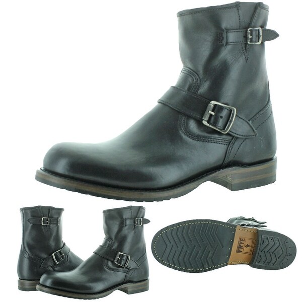 frye leather buckle booties